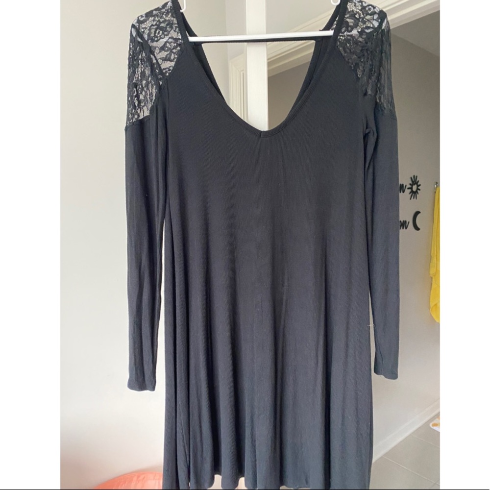 Black Dress with lace cutout